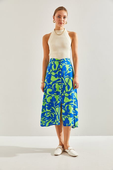 Midi-Rock mit Blumenmuster und Knopfleiste - Image 4
