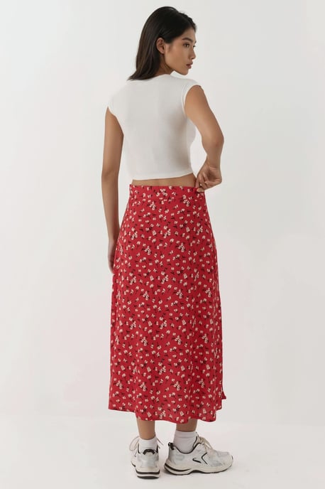 Blumige Hohe Taille Midi-Rock - Image 2