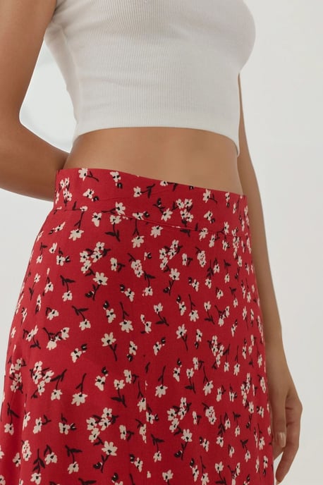Blumige Hohe Taille Midi-Rock - Image 3