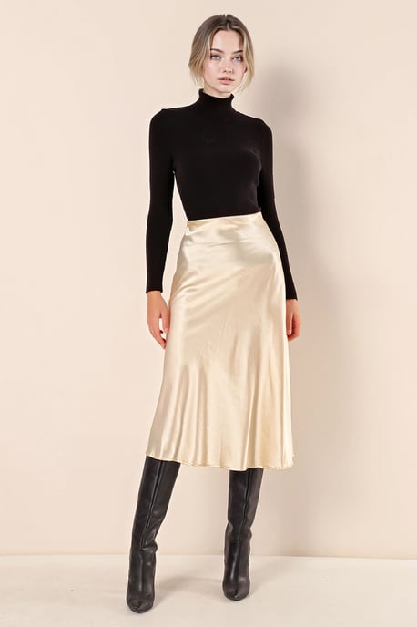Satin A-Linie Midi-Rock mit elastischem Bund - Image 4
