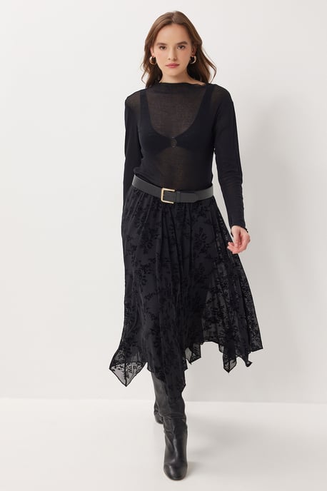 Hochtaillierter floraler Midikleid A-Linie Rock - Image 2
