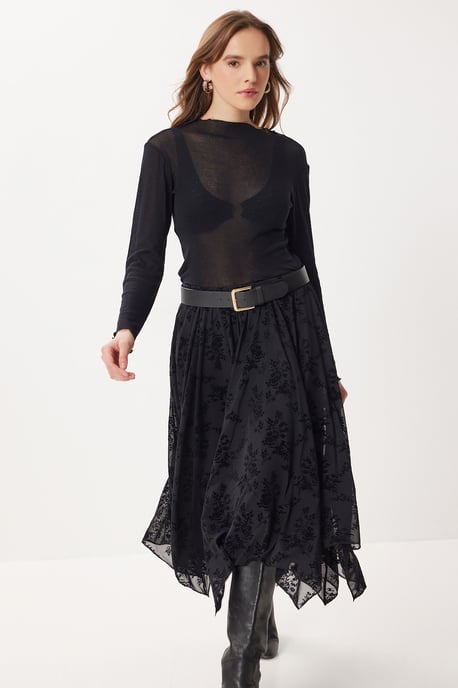 Hochtaillierter floraler Midikleid A-Linie Rock - Image 3