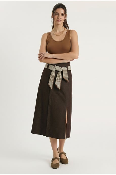 Hohe Taillierte Midi-Rock mit Schlitz - Image 3