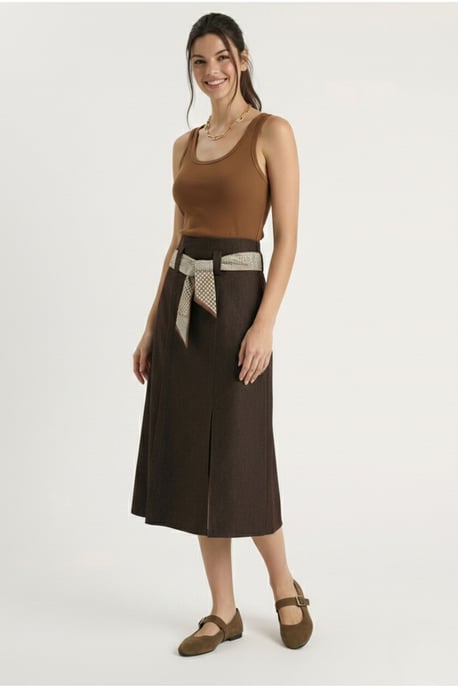 Hohe Taillierte Midi-Rock mit Schlitz - Image 4
