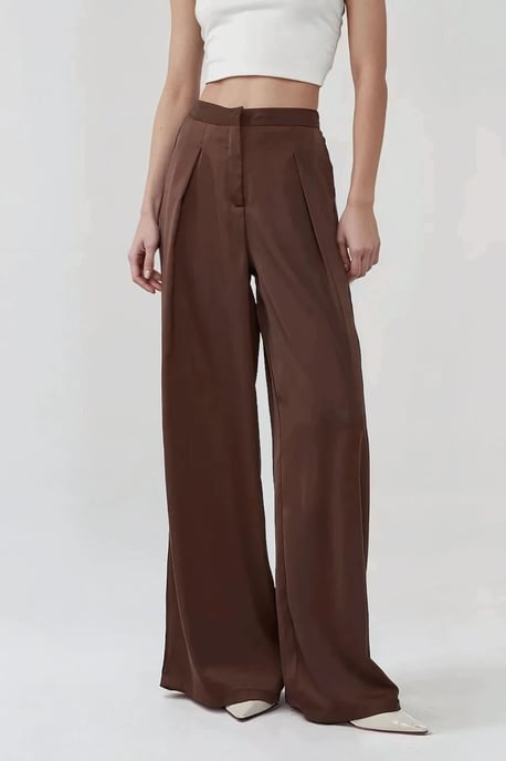 Hochtaillierte weite Satin-Palazzo-Hose - Image 1