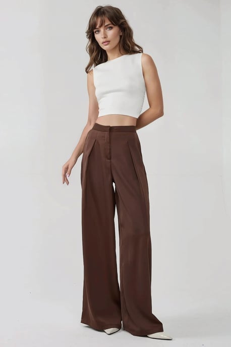 Hochtaillierte weite Satin-Palazzo-Hose - Image 2