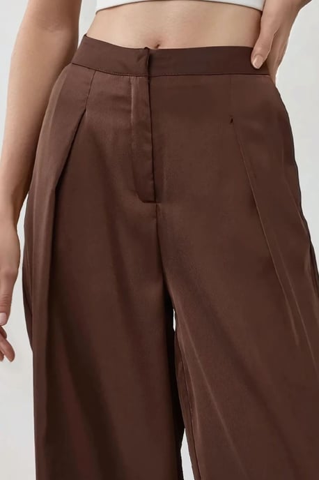 Hochtaillierte weite Satin-Palazzo-Hose - Image 3