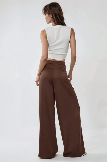Hochtaillierte weite Satin-Palazzo-Hose - Image 4