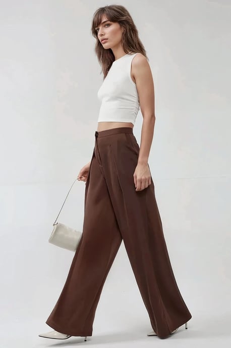 Hochtaillierte weite Satin-Palazzo-Hose - Image 5