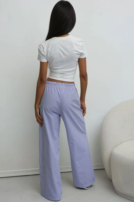 Elastischer Taillenbund gestreifte Baumwoll-Lounge-Hosen - Image 4