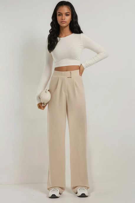 Hochtaillierte elastische Crepe Palazzo-Hose - Image 2