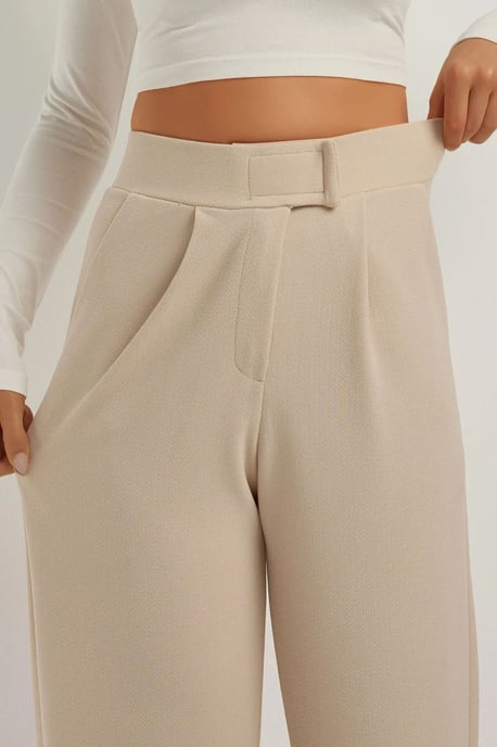 Hochtaillierte elastische Crepe Palazzo-Hose - Image 3