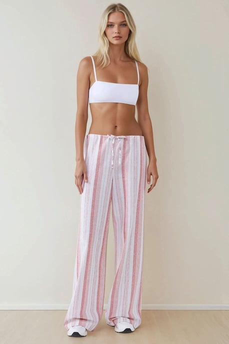 Weite gestreifte Relaxed Fit Hose - Image 2