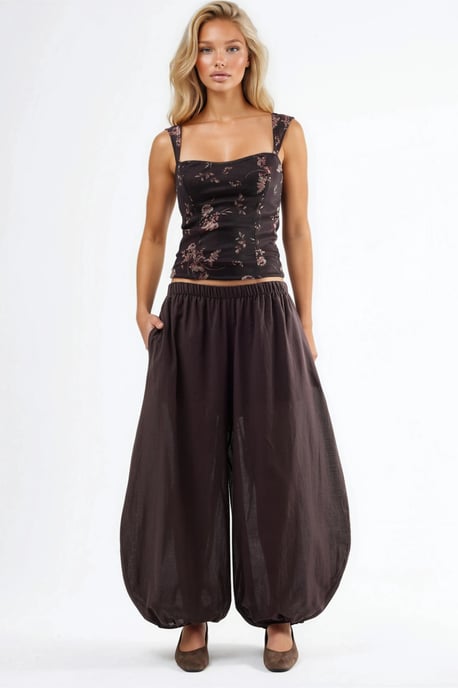 Elastische Ballonhose mit Taschen und Gummizug - Image 4