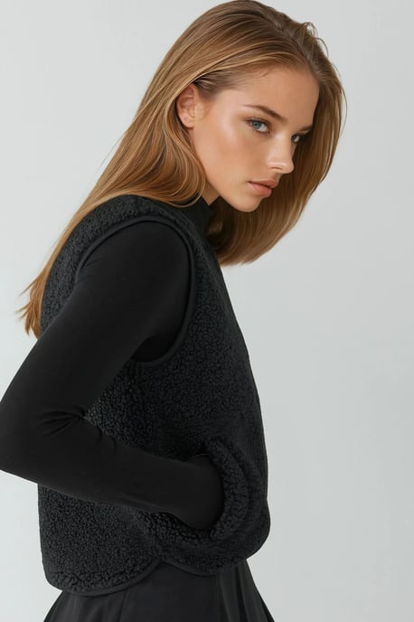Strukturierte ärmellose Crew-Neck-Weste - Image 6