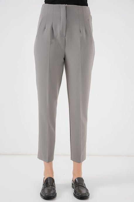 Hoch taillierte Slim-Fit Crepe-Hosen in verkürzter Länge - Image 4