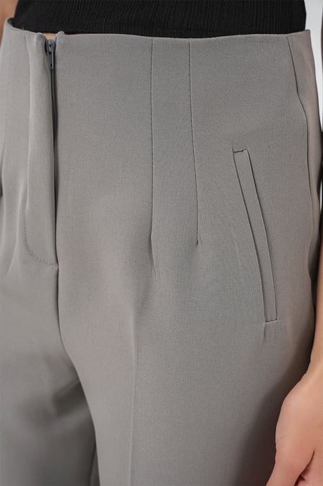 Hoch taillierte Slim-Fit Crepe-Hosen in verkürzter Länge - Image 5