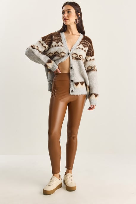 Elastische Taille Kunstleder Skinny-Hose - Image 1