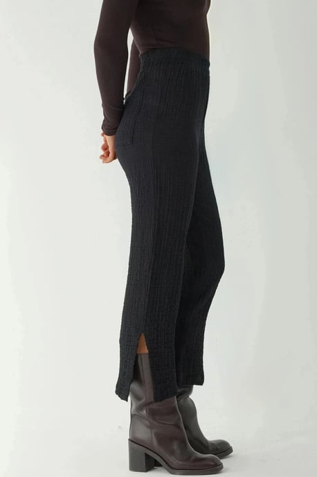 Premium Hohe Taille Strukturierte Gerade Hose - Image 2