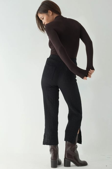Premium Hohe Taille Strukturierte Gerade Hose - Image 3