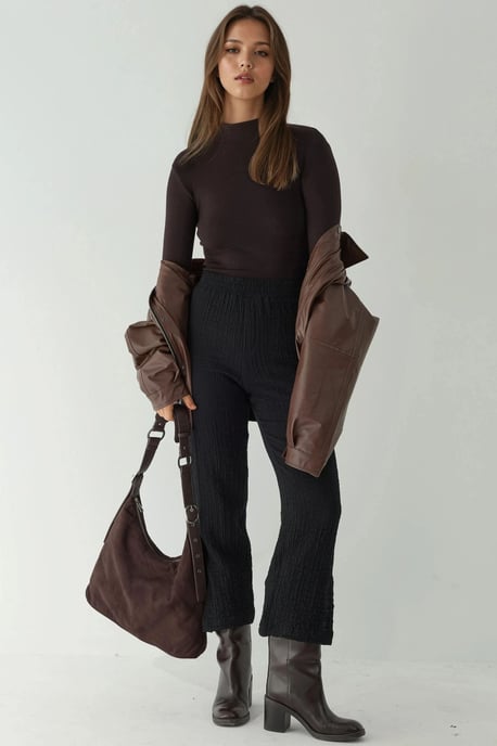 Premium Hohe Taille Strukturierte Gerade Hose - Image 5