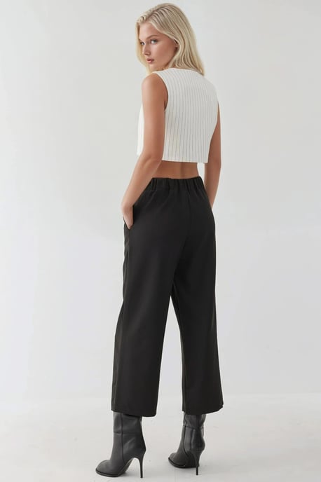 Hose mit Knopfdetail und hohem Taillenbund - Image 3
