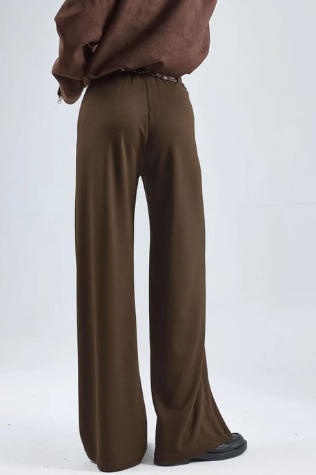 Modal Touch Taillierter Hochbund Gerade geschnittene Strickhose - Image 3