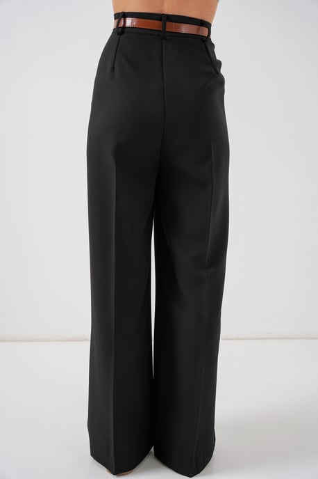 Hoch taillierte, plissierte Palazzo-Hosen - Image 6