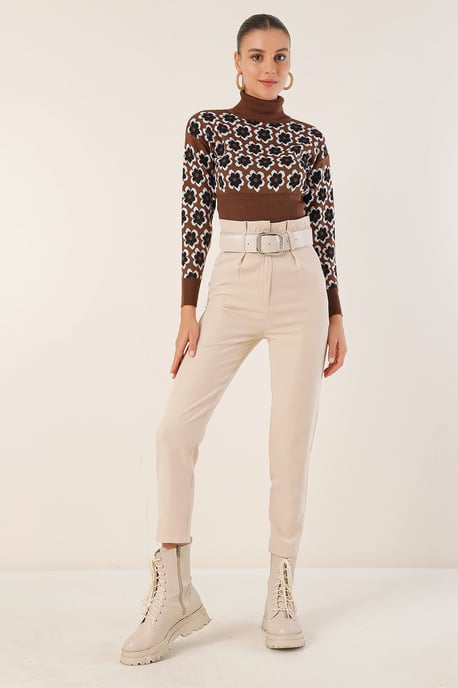 Knöchellange Gerade Hose mit Schleife - Image 1