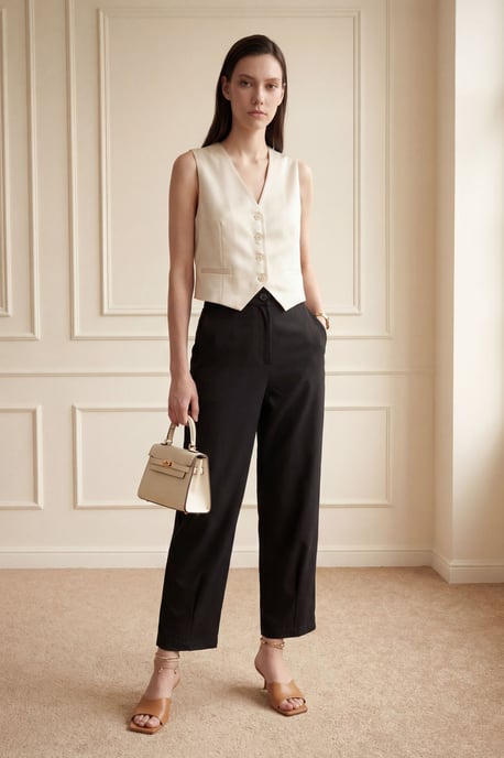 Hochtaillierte gerade Beine Hose mit Taschen - Image 1