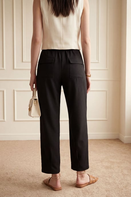 Hochtaillierte gerade Beine Hose mit Taschen - Image 2