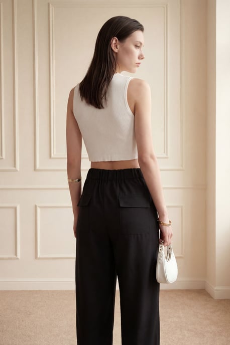 Hochtaillierte gerade Beine Hose mit Taschen - Image 3