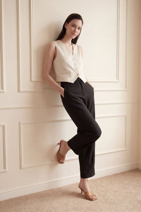 Hochtaillierte gerade Beine Hose mit Taschen - Image 4