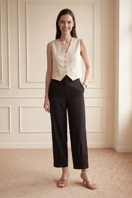 Hochtaillierte gerade Beine Hose mit Taschen - Image 5