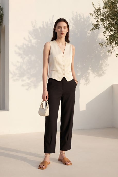Hochtaillierte gerade Beine Hose mit Taschen - Image 6