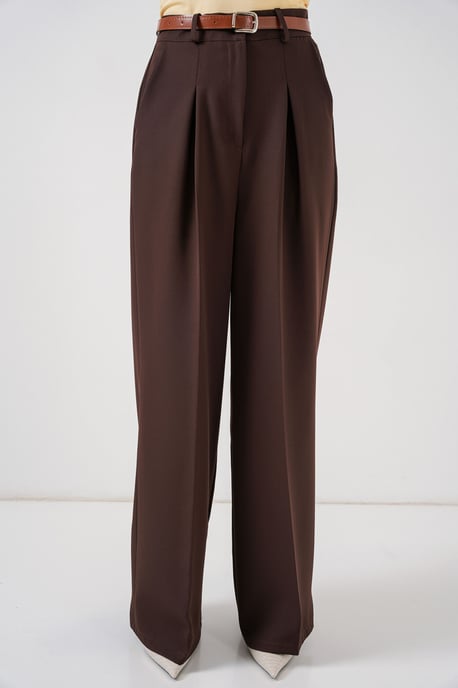 Hoch taillierte, plissierte Palazzo-Hosen - Image 4