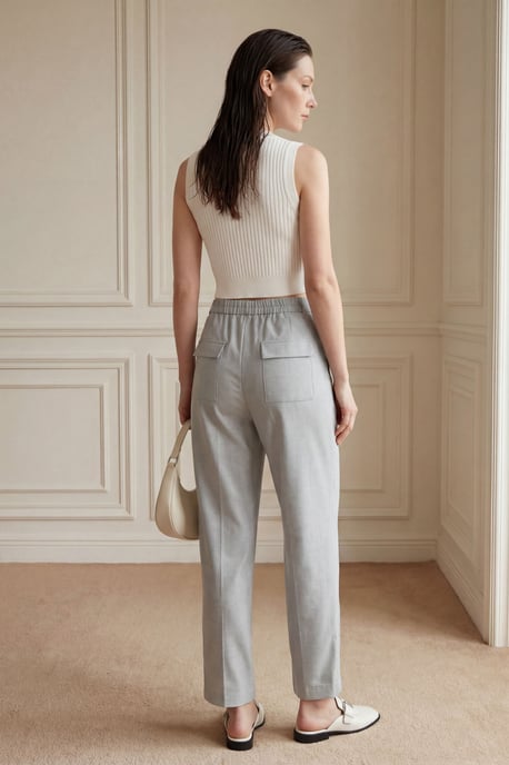 Hoch taillierte gerade Bein Hose mit Taschen - Image 2