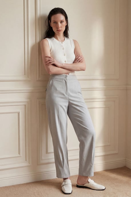 Hoch taillierte gerade Bein Hose mit Taschen - Image 5