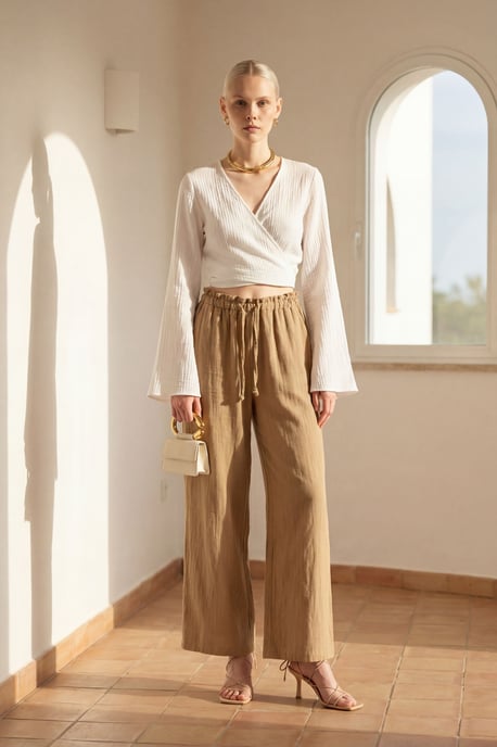 Elastische Bund gerade geschnittene Hosen - Image 1