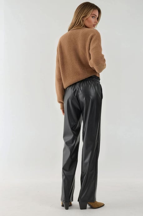 Faux-Leder Gerade Leggings mit Elastischem Bund - Image 4