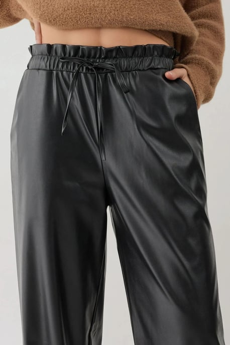 Faux-Leder Gerade Leggings mit Elastischem Bund - Image 5