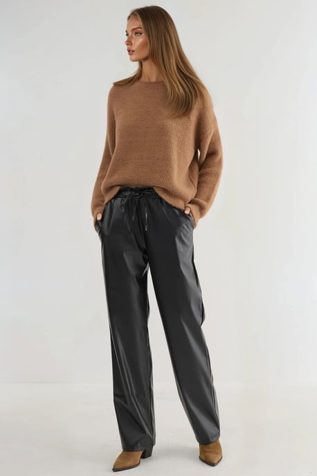 Faux-Leder Gerade Leggings mit Elastischem Bund - Image 6