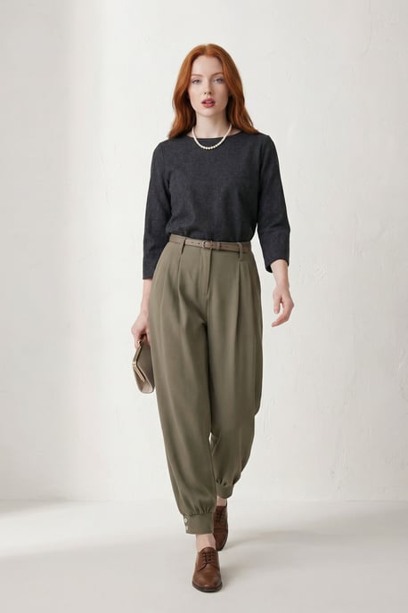 Gürtel-Bedruckte Leg Tailored Hose - Image 1