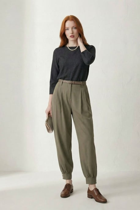 Gürtel-Bedruckte Leg Tailored Hose - Image 2