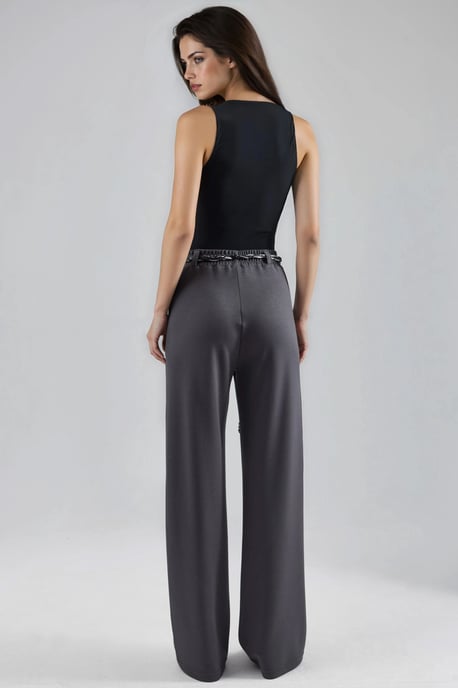 Modal Touch Gürtelhose mit hohem Bund und geradem Bein aus Strick - Image 3