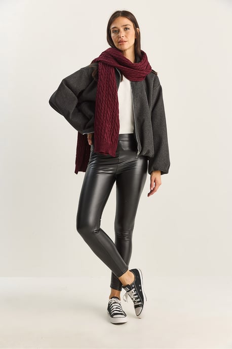 Elastische Taille Kunstleder Skinny-Hose - Image 2