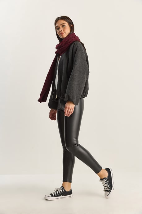 Elastische Taille Kunstleder Skinny-Hose - Image 3