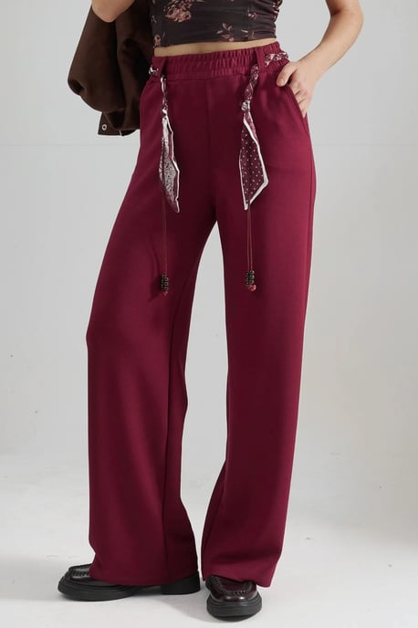 Modal Touch Gürtel-hohe Taille Gerade Bein Strickhose - Image 1