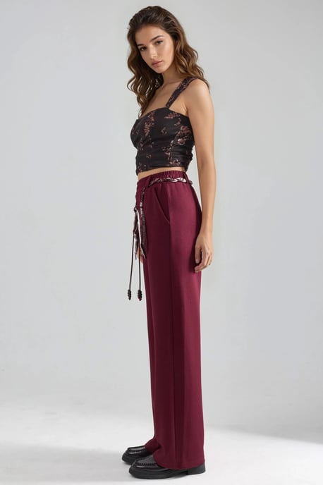 Modal Touch Gürtel-hohe Taille Gerade Bein Strickhose - Image 2