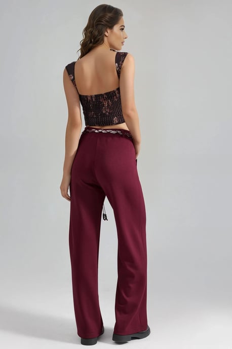 Modal Touch Gürtel-hohe Taille Gerade Bein Strickhose - Image 3